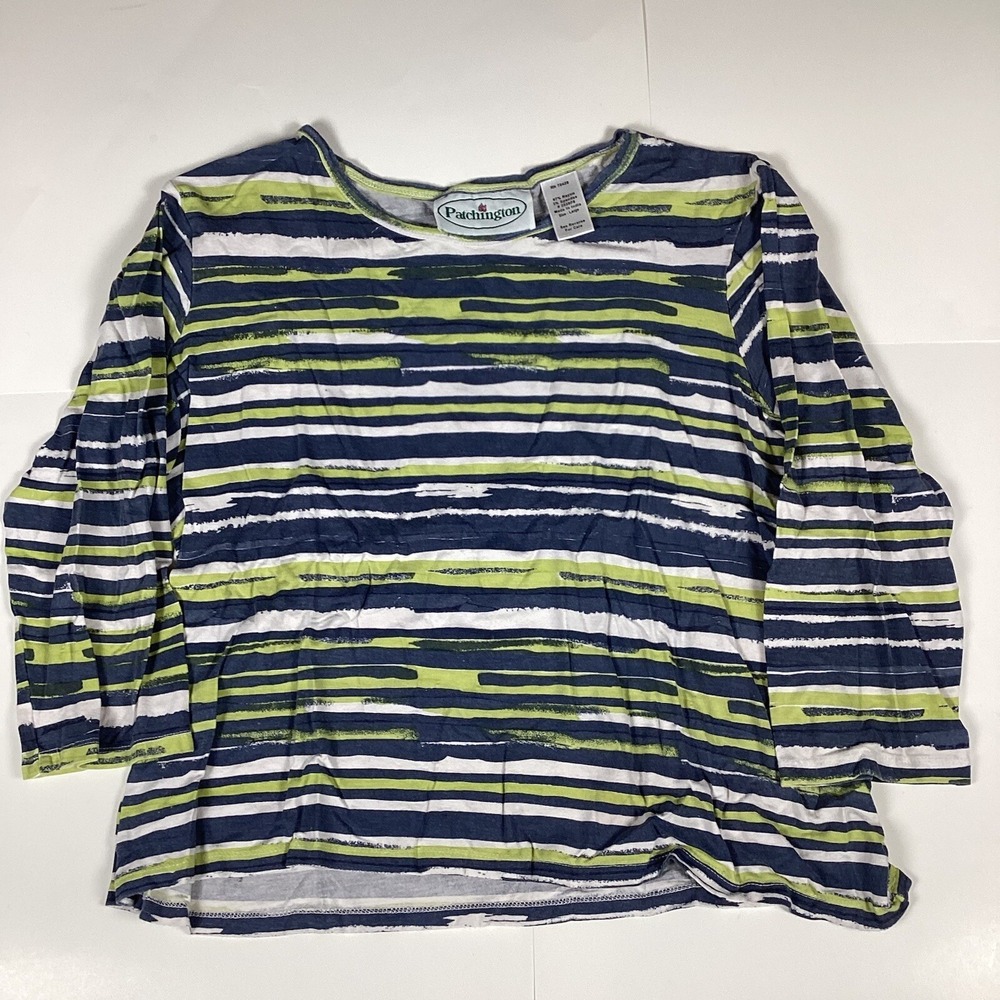 Patchington Womens T Shirt Top Size L Large Stretch Comfort Casual Soft Striped